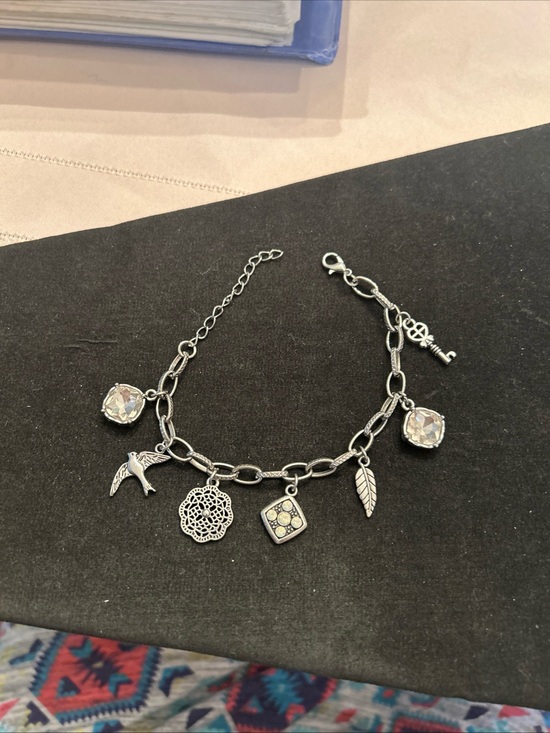 The Unbranded Brand Jewelry - Silver-Tone Charm Bracelet with Clear Crystal and Mixed Charms